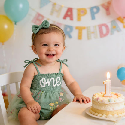 TITKKOP Baby Girl 1st Birthday Clothes One Year Old Tulle Romper Sleeveless Bodysuit Cake Smash Outfits