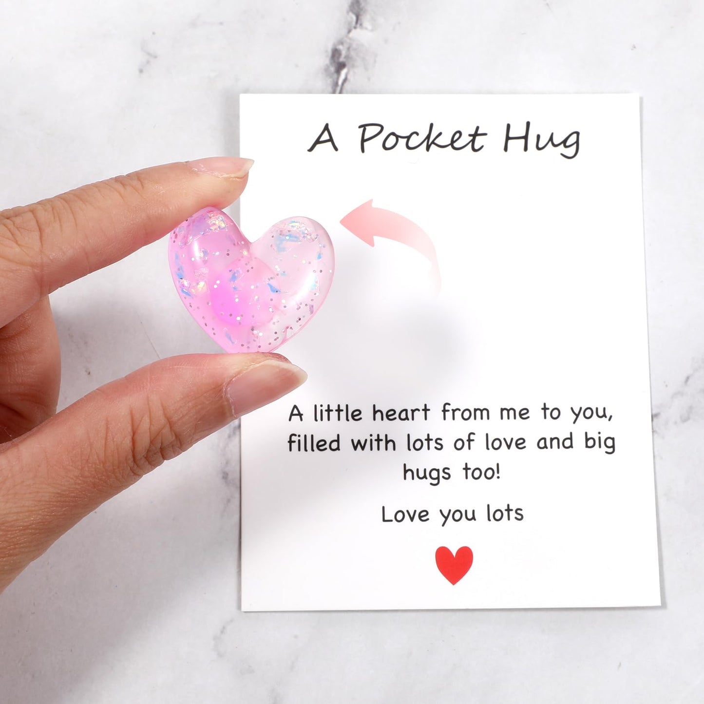 YUXIANLB 6 Pcs Pocket Hug Gift Set Heart Keepsake Tokens with Inspirational Greeting Cards Cute Thoughtful Gifts for Birthdays Anniversaries Friendship Long Distance Relationships Christmas Graduation