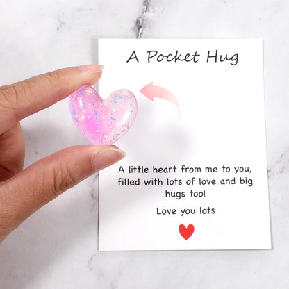 YUXIANLB 6 Pcs Pocket Hug Gift Set Heart Keepsake Tokens with Inspirational Greeting Cards Cute Thoughtful Gifts for Birthdays Anniversaries Friendship Long Distance Relationships Christmas Graduation