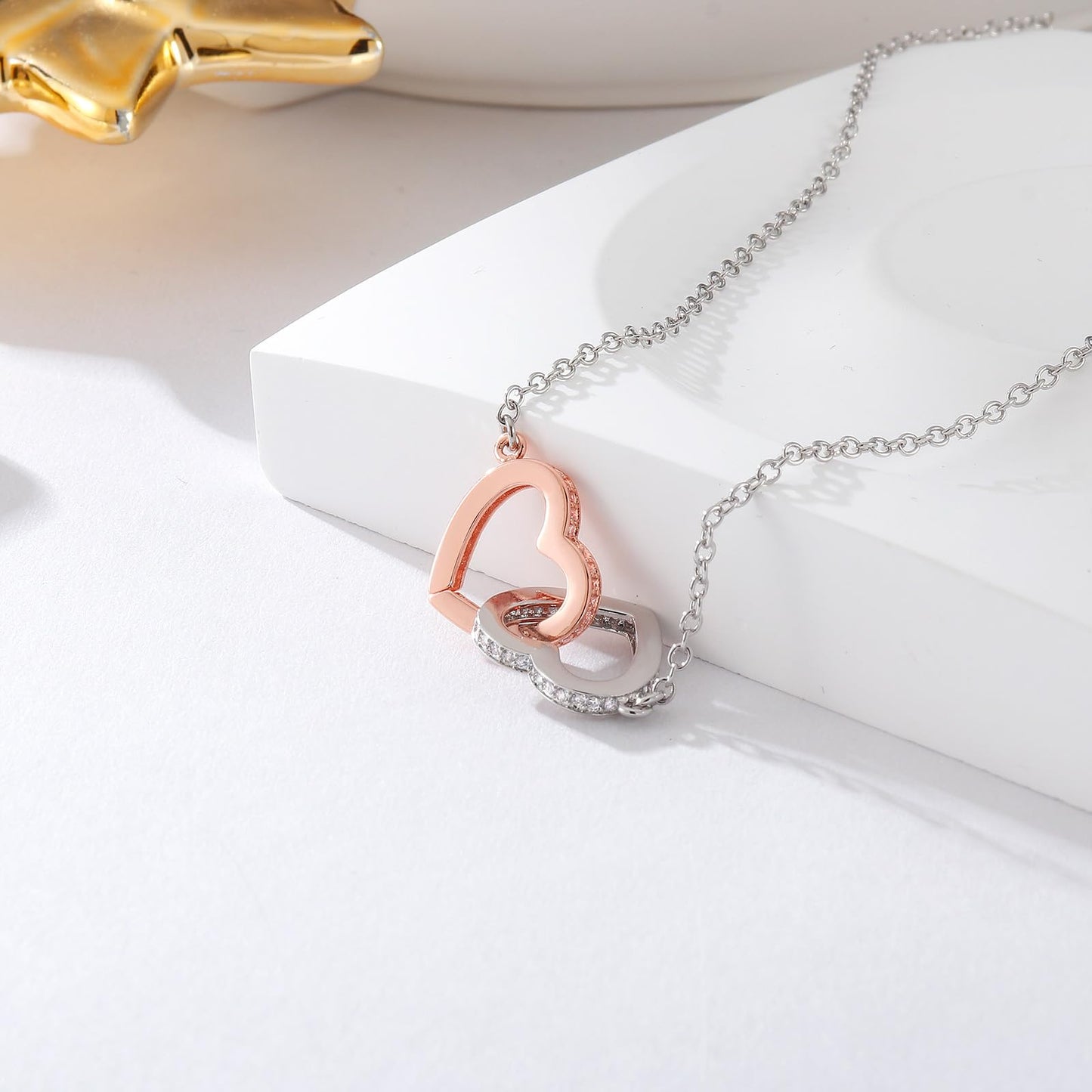 MollyQueen Adoption Gifts Adoption Day Gifts Adoptive Jewelry Interlocking Heart Necklace