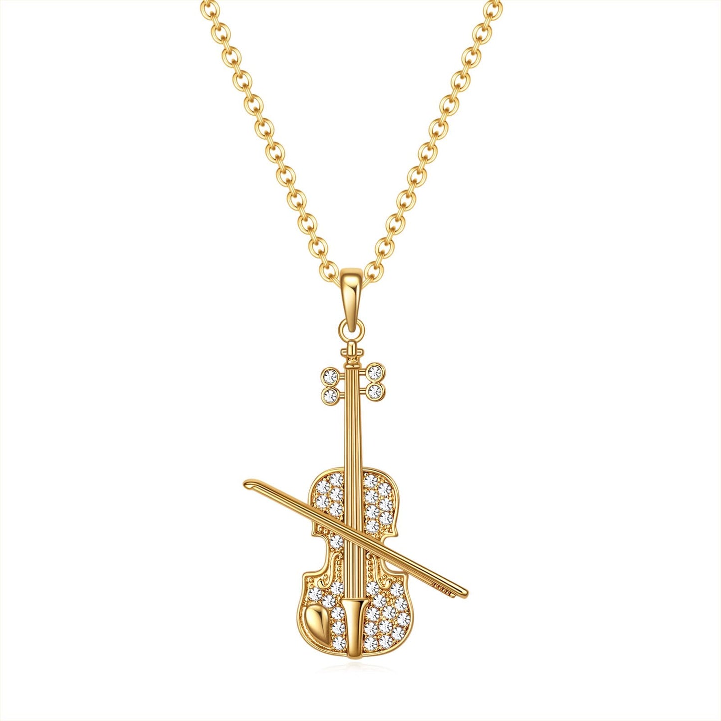 VEEHOO Violin/Guitar/Ukulele/Accordion/Piano Necklace,Music Gifts for Violin/Guitar/Ukulele/Accordion/Piano Players, Concert Gifts for Music Lover, Music Jewelry Accessories for Daughter