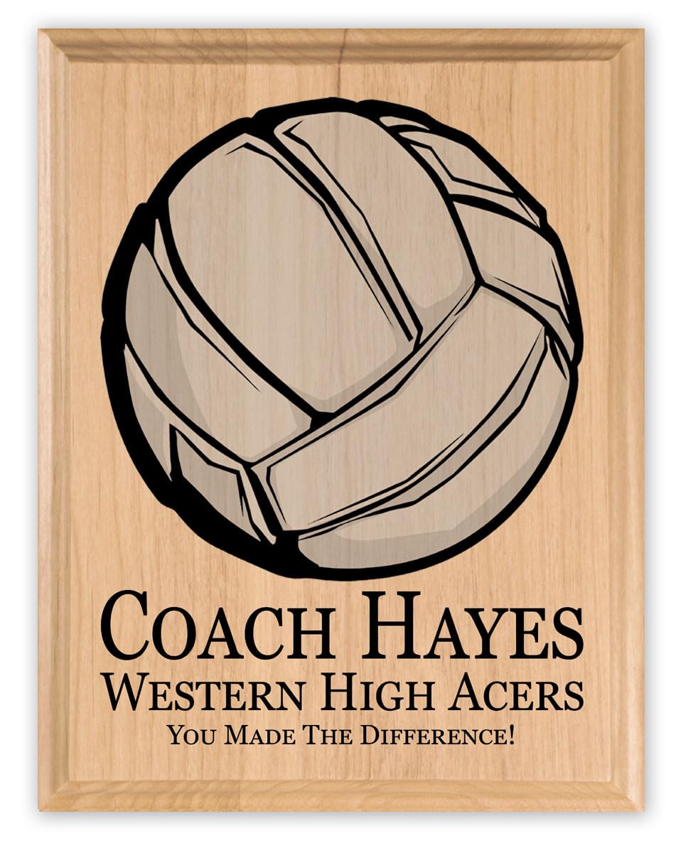 Volleyball Coach Gift Plaque SIGNABLE PERSONALIZED Recognition & Appreciation Award for Coaches - Team Signatures & Thank You Notes - Solid Wood - 8.5in x 11in x .75in (Volleyball Coach)