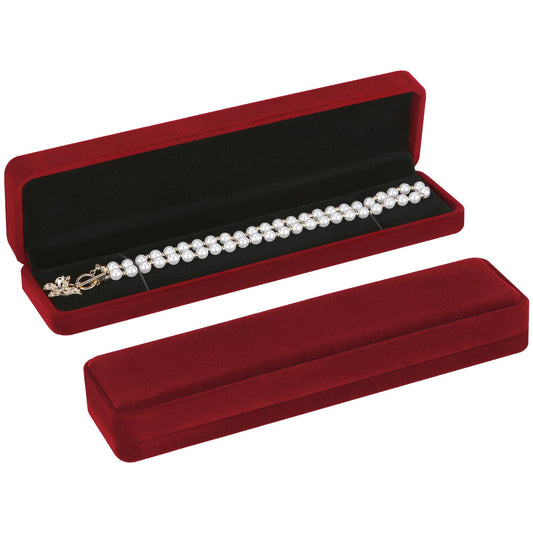 LETURE 2 Pieces Long Velvet Chain Necklace Gift Box Set, Bracelet Storage Case, Jewellry Display Box for Wedding, Engagement,Proposal, Birthday and Anniversary (Red-2pcs)