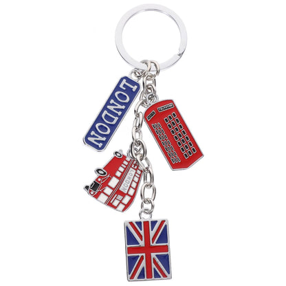 PRETYZOOM 1PC UK Flag Keychain, London Souvenir Keychain with Union Jack Flag Telephone Booth Charm Bag Hanging Pendant, British Themed Party Favors, Travelers Keepsake