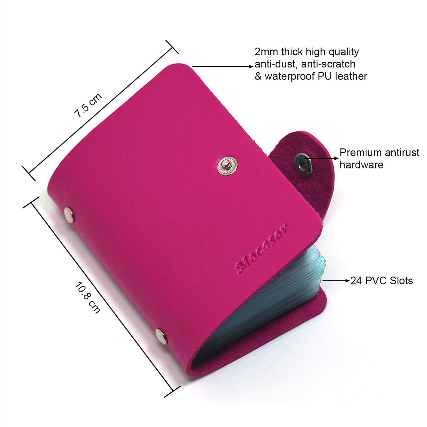 Credit Card Holder for Men & Women Bank Card Case with 24 Insert Slots (Rose Red)