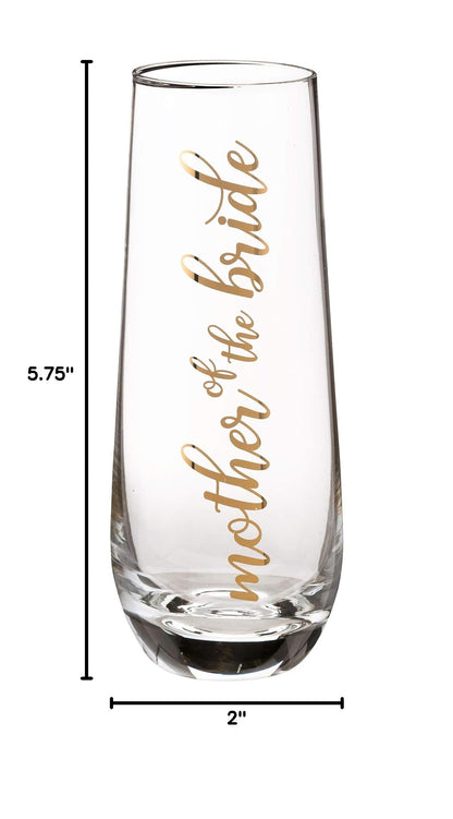 Lillian Rose Mother of Bride Stemless Champagne Glass and Wedding Toasting Glass (G116 MB)