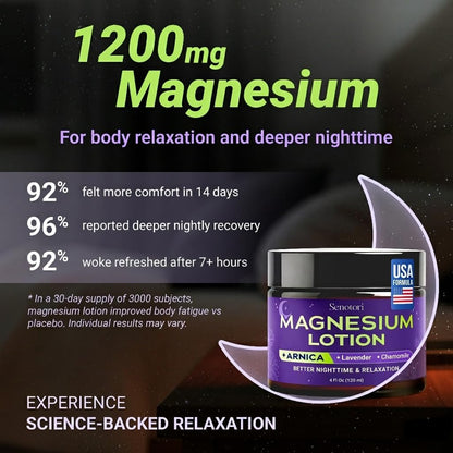 Nighttime Magnesium Lotion with Arnica & Lavender, Chamomile, Topical Magnesium Cream for Daily Body Massage, Thoughtful for Father’s Day Gifts - Relaxation Gifts for Women, Mom & Dad