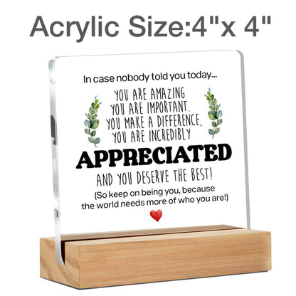Inspirational Gift Ideas - Thank You Gifts for Women Men Friends - Appreciation Gifts for Coworker - Motivational Quote Clear Desk Sign Decor Home Office Desk Decor (4 x 4 Inches)