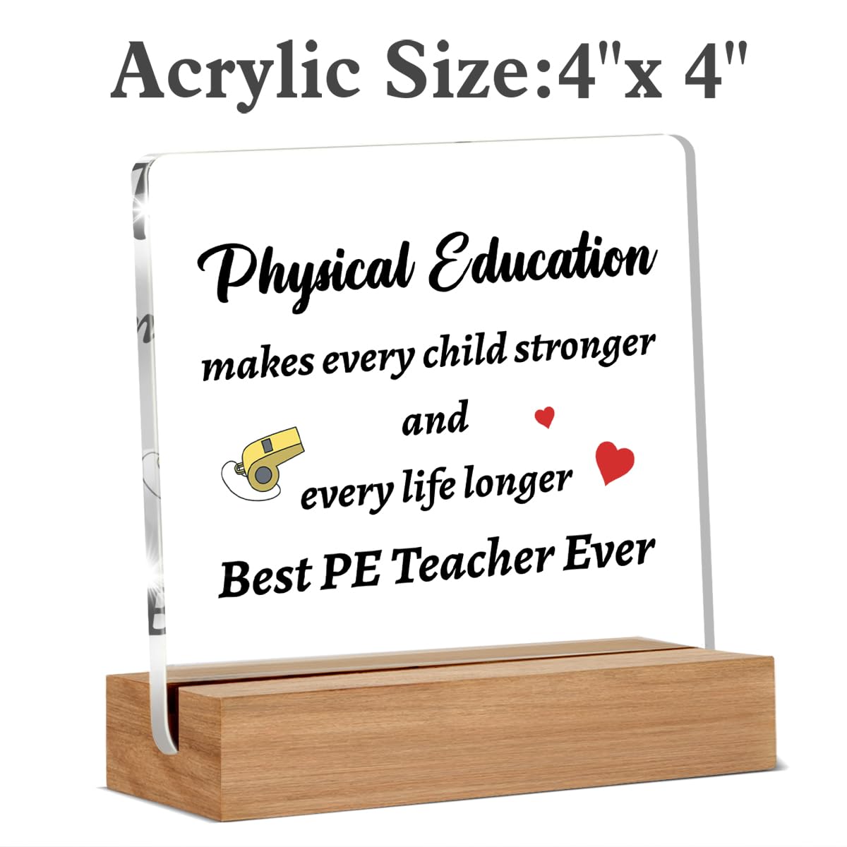 Pe Teacher Appreciation Gifts for Women Men, Gym Teacher Gifts, Thank You Gift for Teachers Home Office Desk Decor Signs Plaques 4 x 4 Inches