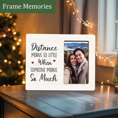 Long Distance Relationship Gifts Wooden Picture Frame for Couple Girlfriend Boyfriend, Couple Gifts Picture Frame for Lover