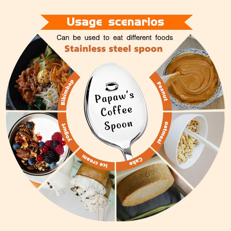 Papaw Fathers Day Gift for Grandpa Papaw Birthday Gifts for Grandpa Grandfather Papaw Coffee Spoon Gifts for Granddad Grandfather Retirement Gifts for Pawpaw Grandpa Tea Spoon Gifts for Tea Lover