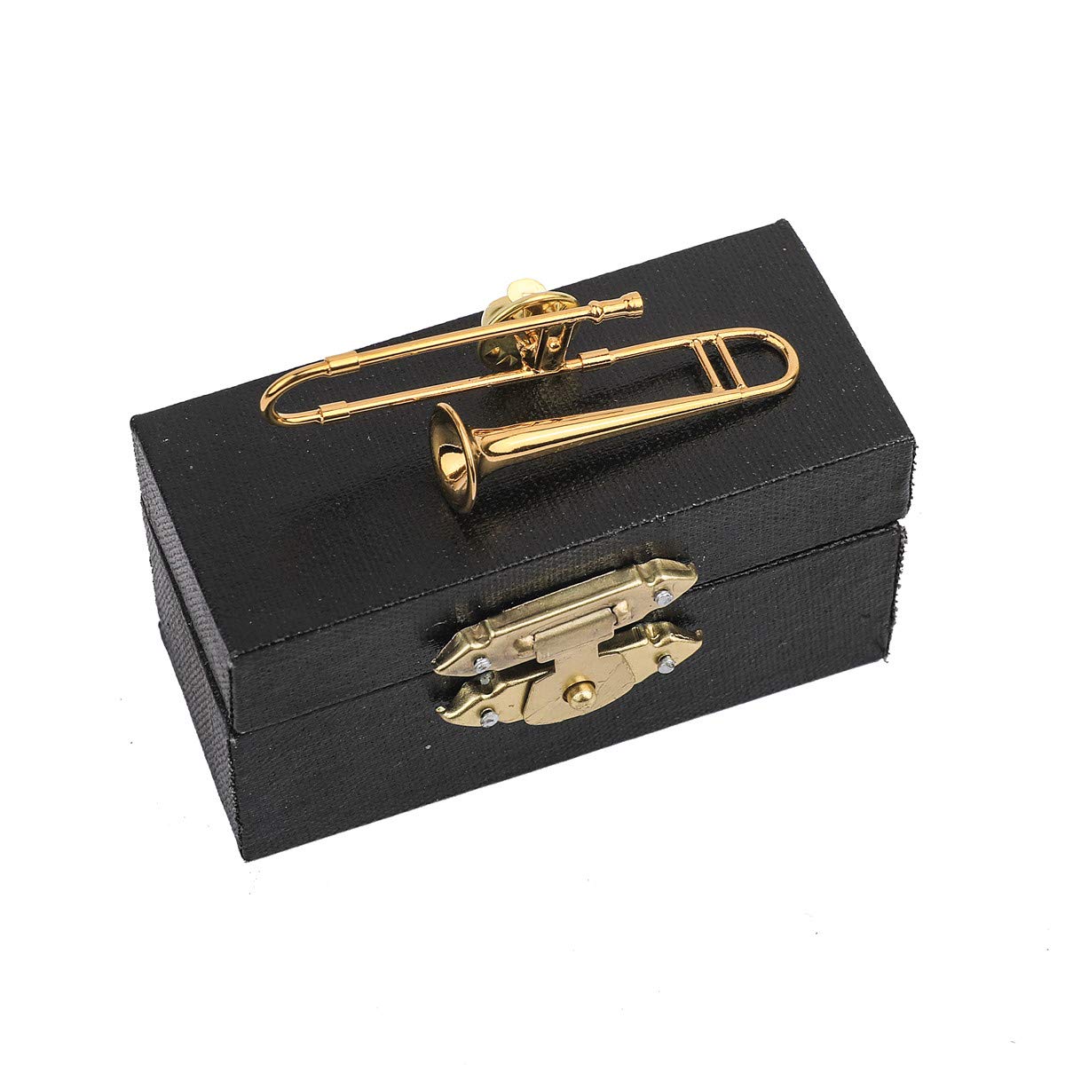 Miniature Musical Instrument Fashion Lapel Pin Mini Musical Instrument Brooch Model with Red Velvet Lined Instrument Case Christmas Birthday Gifts Decoration and Ornament for Men and Women