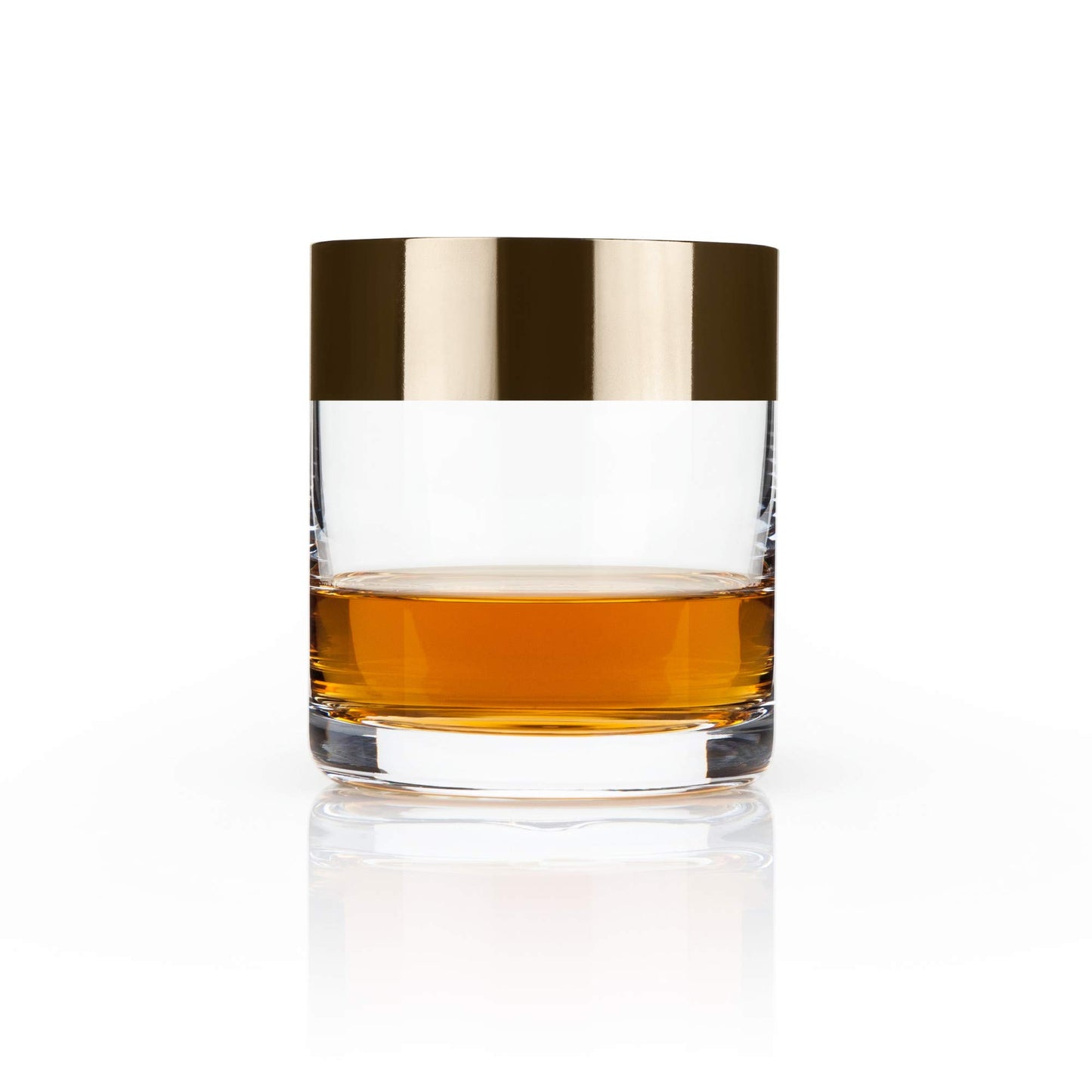 Viski Irving Bronze Rim Crystal Lowball Tumblers Set of 2 - Premium Crystal Clear Cocktail Glass Bronze Rimmed Glassware, Stylish Lowball Whiskey Glass Gift Set, 12 oz