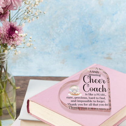 Cheer Coach Acrylic Sign for Women Cheerleading Cheerleader Gifts for Woman Her Thank You Appreciation Present for Physical Education Team Gym Ballet Dance Coach 4 X 4 Inch