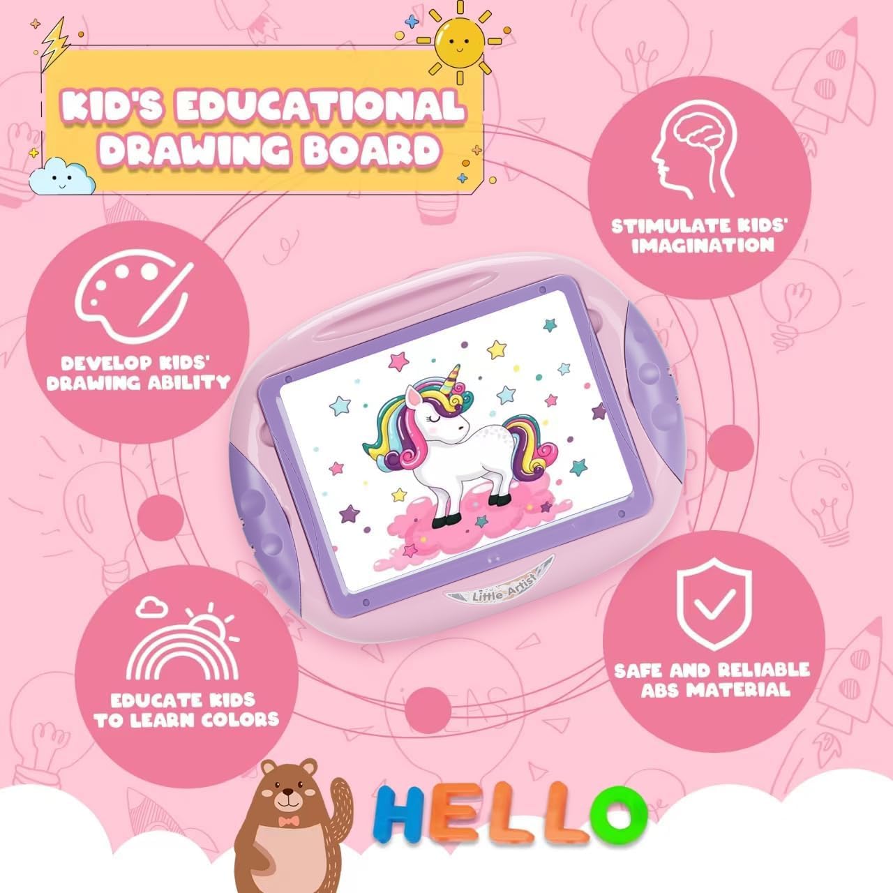 Cokzer Gift for 1-2 Year Old Girls, Toddler Girl Toys with Magnetic Letters and Numbers, Learning and Educational Toys for 1 2 Year Old, Girls Birthday (Unicorn Pink)
