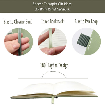 Speech Pathology Gifts Women, SLP Gift Journal Sage Green 200 Pages Notebook A5 Lined with Pen, Speech Therapy Gifts, SLP Appreciation Gift for Speech Language Pathologist Birthday Retirement Holiday
