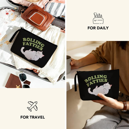 Funny Weed Gift Leaf Makeup Bag Cat Lover Gifts Cosmetic Bags for Women Nurse Cats Themed Gifts Zipper Pouch Bag Cat Lady Gift Weed Stuff Travel Toiletry Bag for Birthday Christmas