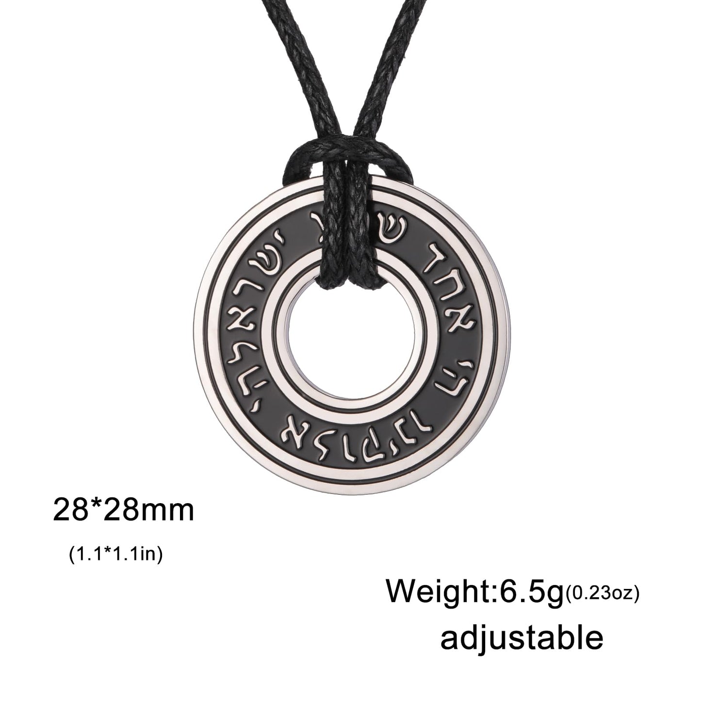 TEAMER Shema Yisrael Necklace Jewish Prayer Hear O Necklace Stainless Steel Hebrew Pendant Religious Vintage Jewelry for Men Women