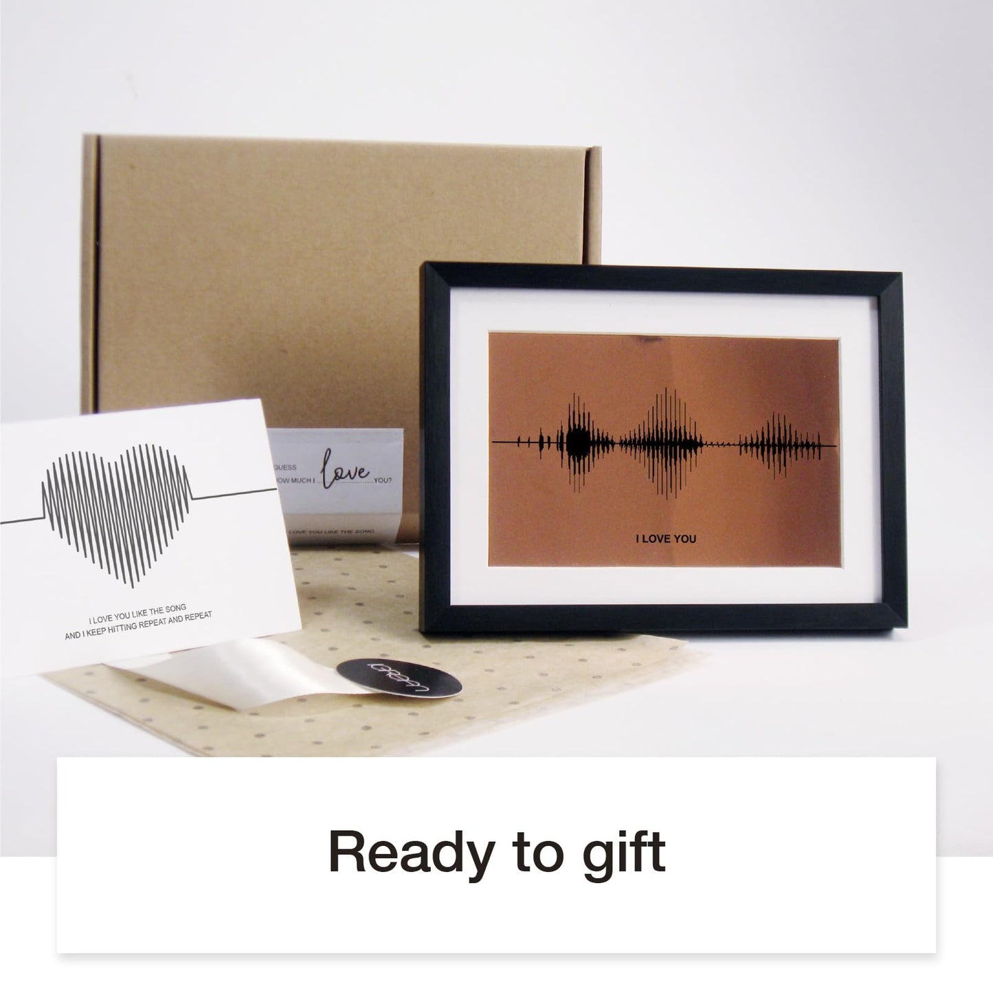 IGREAN I Love You Soundwave Art, Visible Voice Print, Bronze Gift for 8th Anniversary her him Husband Wife, Mother 's Day Gift