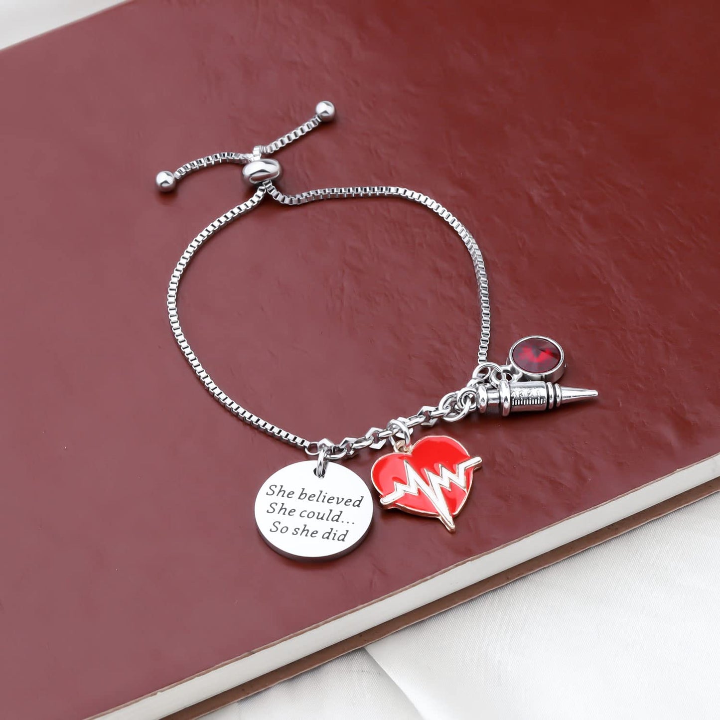 PLITI Phlebotomist Bracelet - Phlebotomy Technician Graduation Gift: 'She Believed She Could So She Did'
