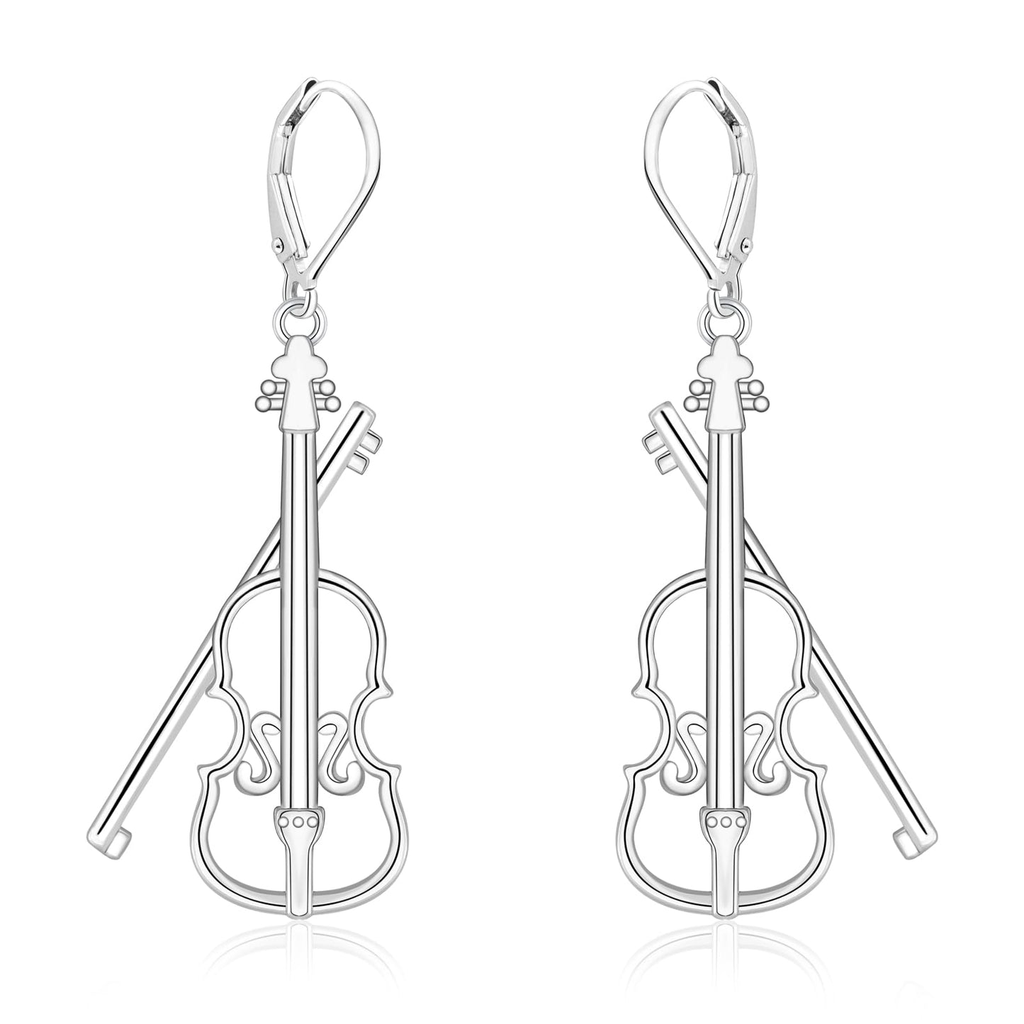Sterling Silver Music Earrings - Violin/Clarinet/Trumpet/French Horn/Treble Clef/Saxophone/Harp Dangle Earrings Musical Instrument Jewelry Gifts for Musician Teacher Women Men