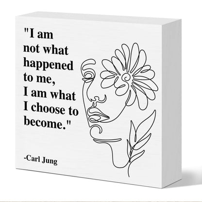 Therapy Office Desk Decor Wooden Box Sign, Mental Health Decor for Home School Counseling Decoration Mental Health Gift for School Counselor Psychologist Therapist, I Am What I Choose to Become
