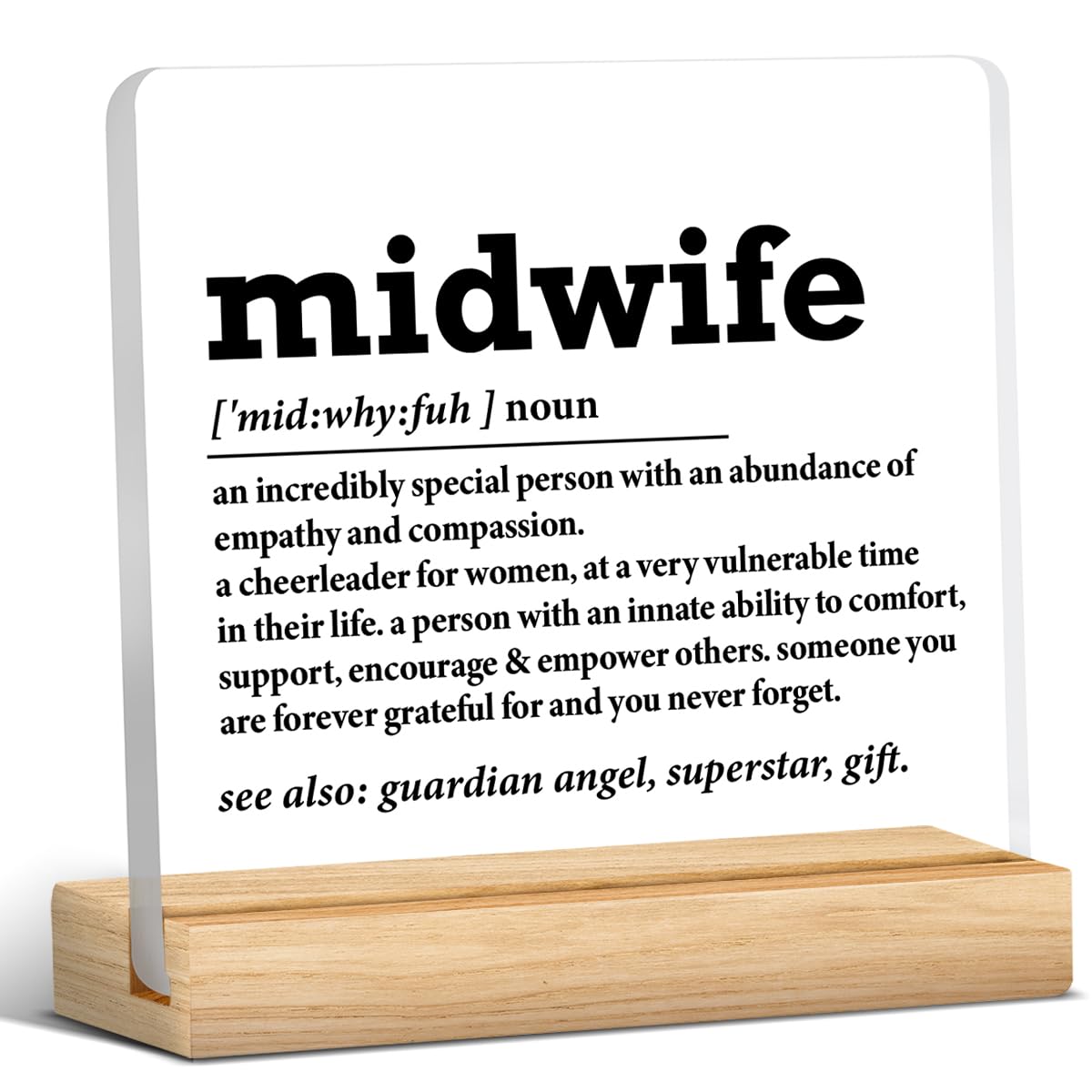 Midwife Gift for Women, Midwife Appreciation Thank You Gift, Midwife Gifts Ideas, Midwife Definition Acrylic Desk Sign Decor