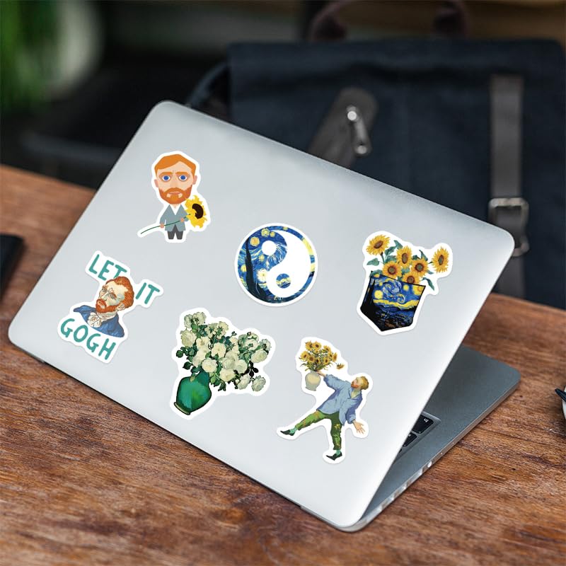 50PCS Van Gogh Artistic Stickers - Starry Night Art, Sunflowers, Self-Portraits, Aesthetic Vinyl Waterproof Stickers for Laptop, Water Bottle, Journal, Scrapbook, Art Lovers Gift