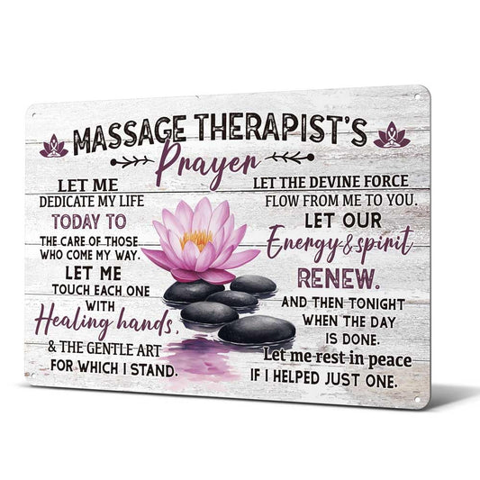 Heuhuww Massage Therapist Prayer Vintage Style Aluminum Sign for Home Office Room Wall Decor Therapist Gifts 8"x12"(H22)