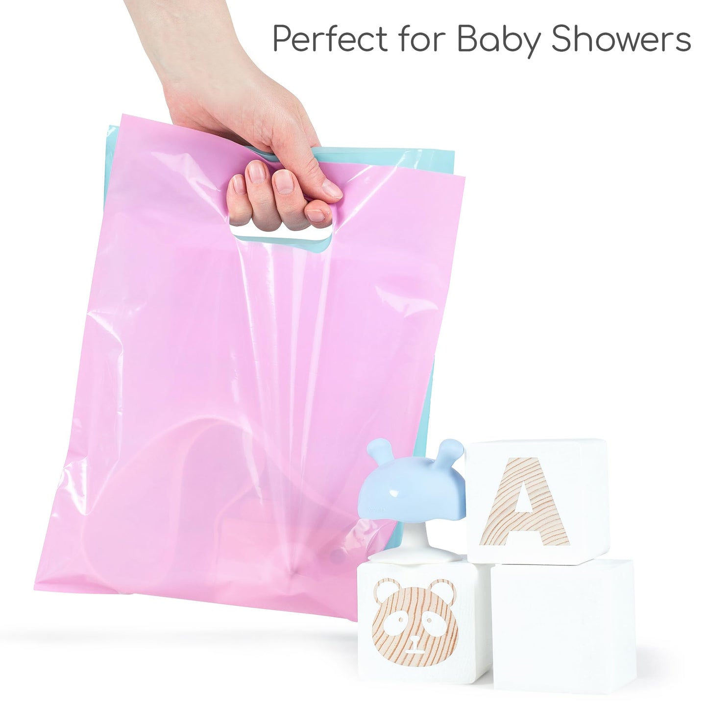 Choice Marts Merchandise Bags Pastel Pink & Pastel Blue Color 200 Count 9"x12" Size 1.5Mil Thick