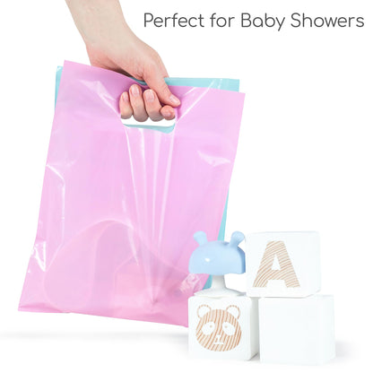 Choice Marts Merchandise Bags Pastel Pink & Pastel Blue Color 200 Count 9"x12" Size 1.5Mil Thick