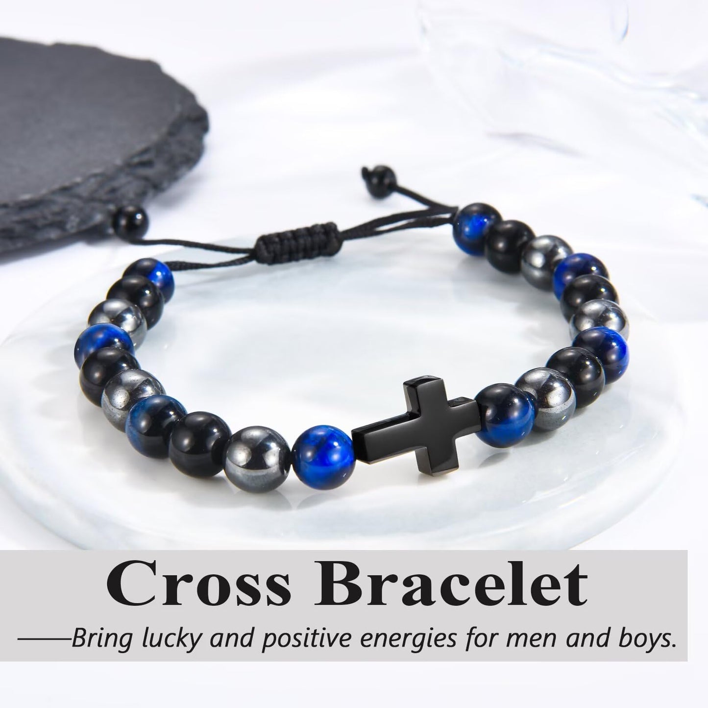Teen Boy Gifts Cross Bracelet First Communion Baptism Confirmation Gifts for Boys Christian Jejus Jewelry for Teenage Easter Stuffers