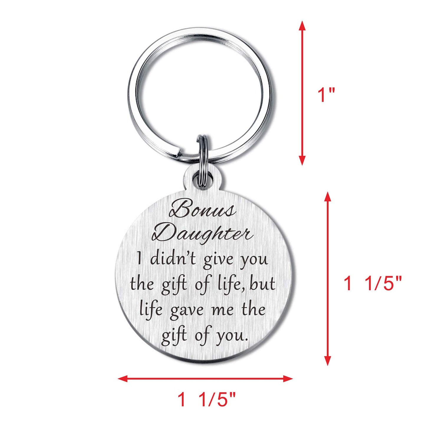Bonus Daughter Gifts, Mothers Day Stepdaughter Keychain for Graduation Christmas Birthday, Metal Engraved