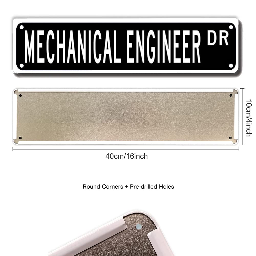 ERMUHEY Mechanical Engineer Dr Street Sign, Mechanical Engineer Gift, Mechanical Engineer Wall Decor for Home Office Man Cave Plaque Quality Metal Sign 16x4 Inch