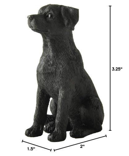 JFSM INC. 3.25" Black Labrador Dog Sitting Up Figurine - Black Lab Gift, Resin Pet Statue, Holiday Stocking Stuffer - Home or Office Desktop Decoration