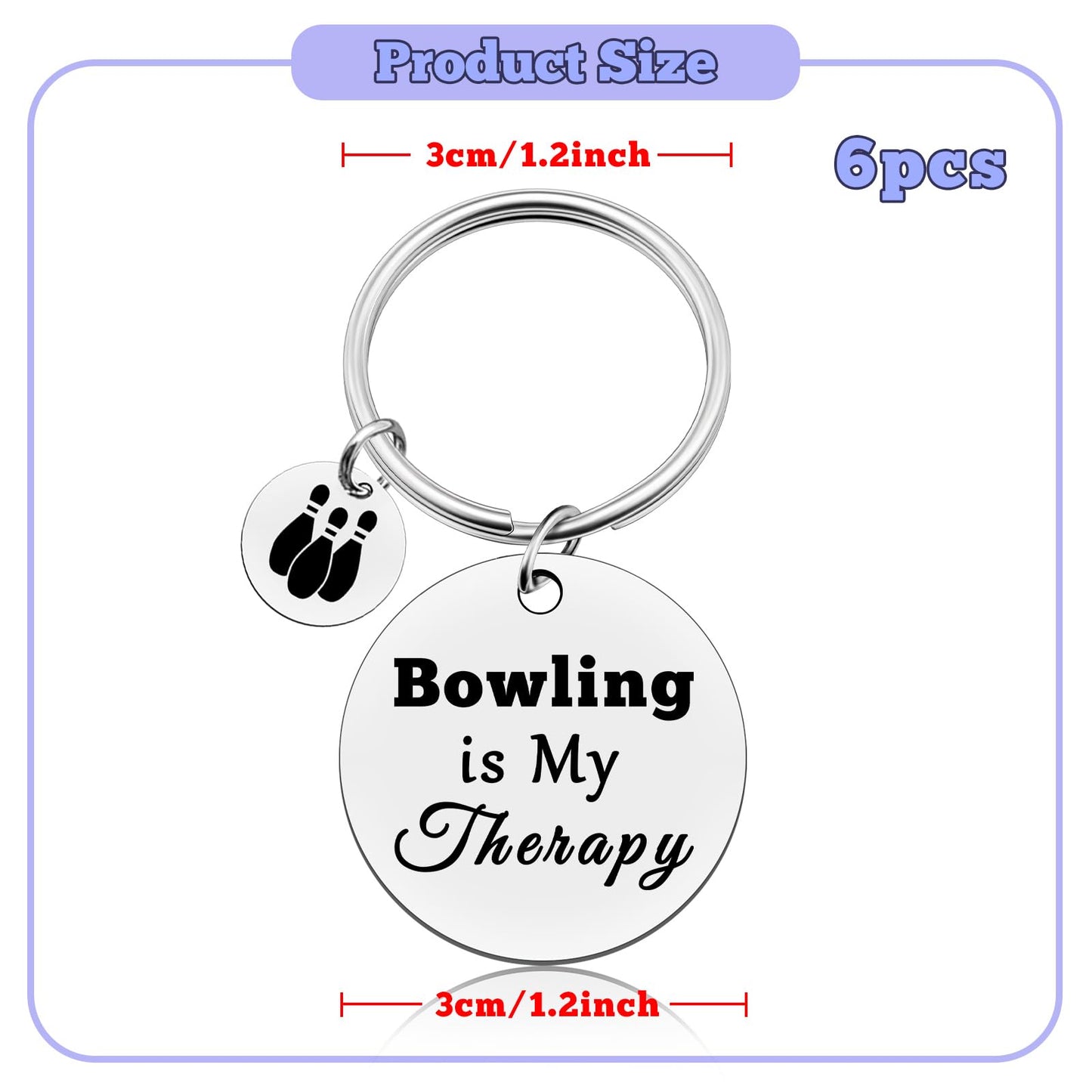 Vadaka 6 Pcs Bowling Gifts Keychain Bowlings Lover Gifts Bowling Themed Gift for Women Men Team Gift Birthday Present for Coach Women Girls Friend Bowlings Accessories Keychain