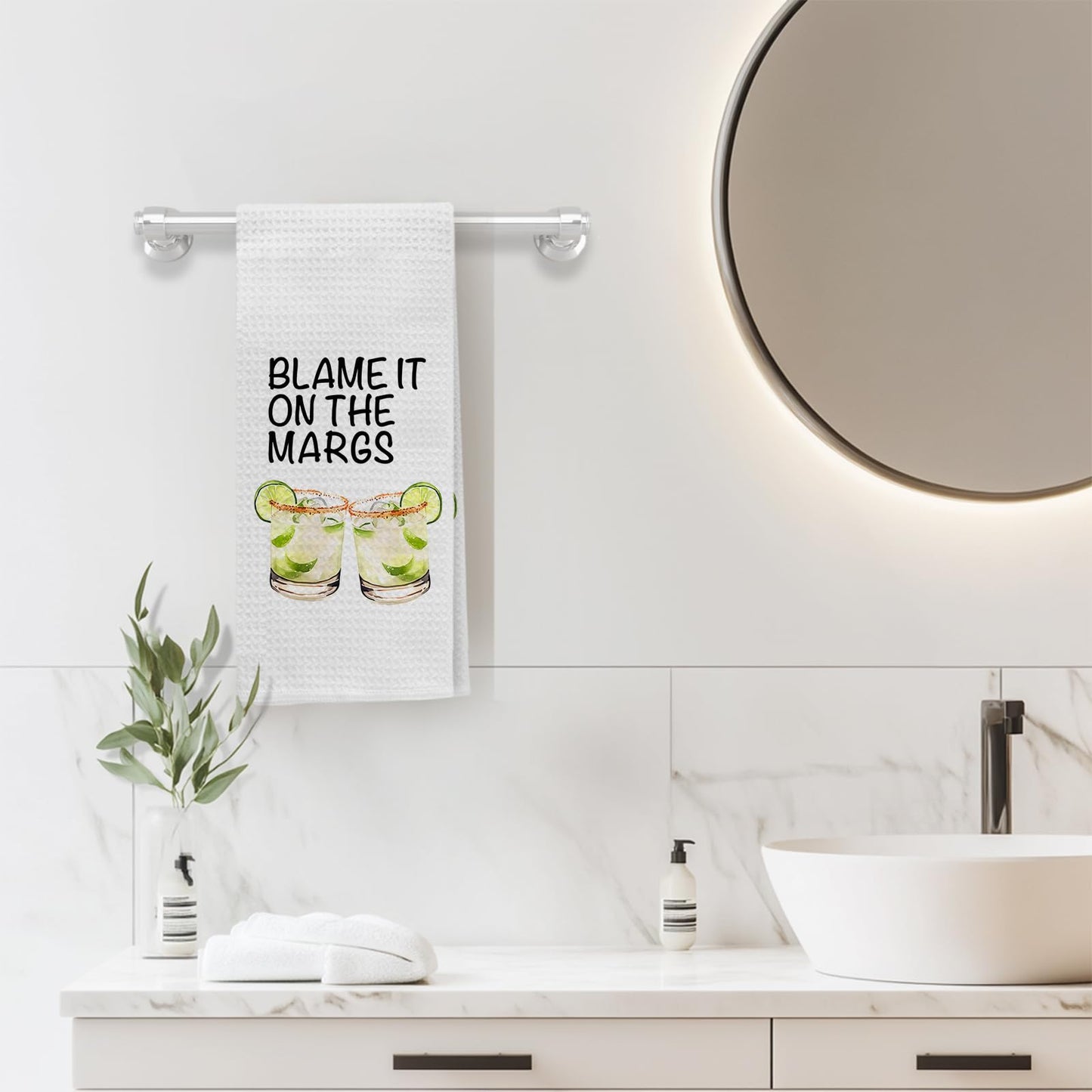 Spicy Margaritas Kitchen Towels, Gifts for Margarita Lovers Dish Tea Towels for Kitchen Decor, Blame It on the Margs Decorative Hand Towels for Cocktail Bar Cart, 16x24 Inch