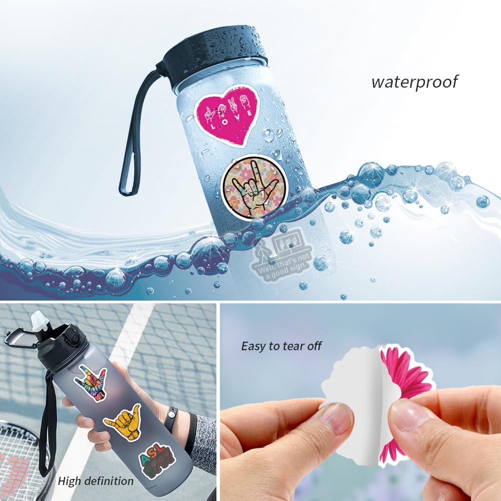 61PCS Be Kind ASL Stickers,Aesthetic Sticker,Vinyl Waterproof Be Kind ASL Stickers,for Water Bottle Laptop Phone Journal,Gifts for Kid Girl Women (Be Kind ASL)
