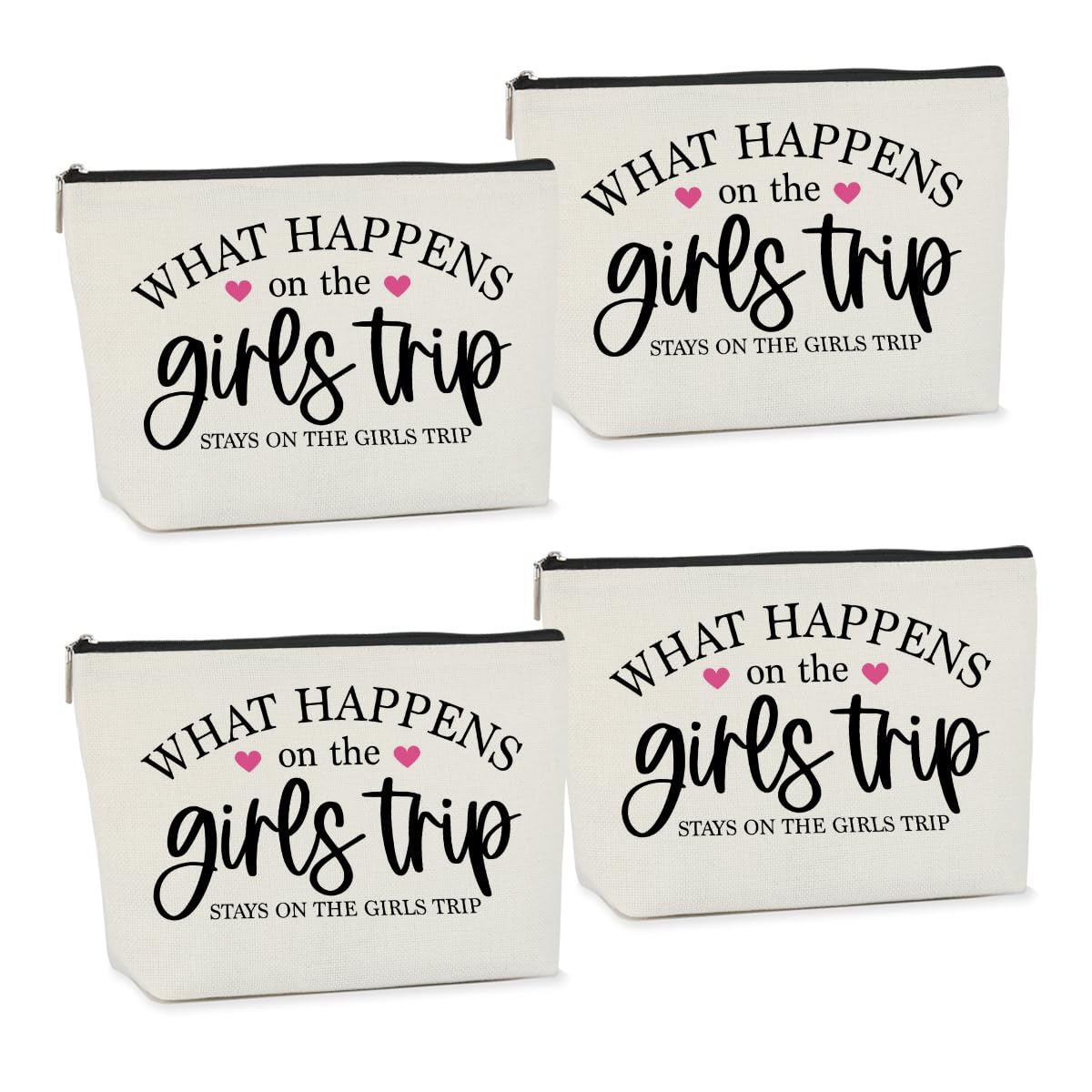 4 Pcs Girls Trip Gifts Weekend Gifts for Women Girls Trip Favors Makeup Bag Cosmetic Bag for Female Lady Girl Daughter Friend Coworker Niece Weekend Bag Vacation Christmas Birthday