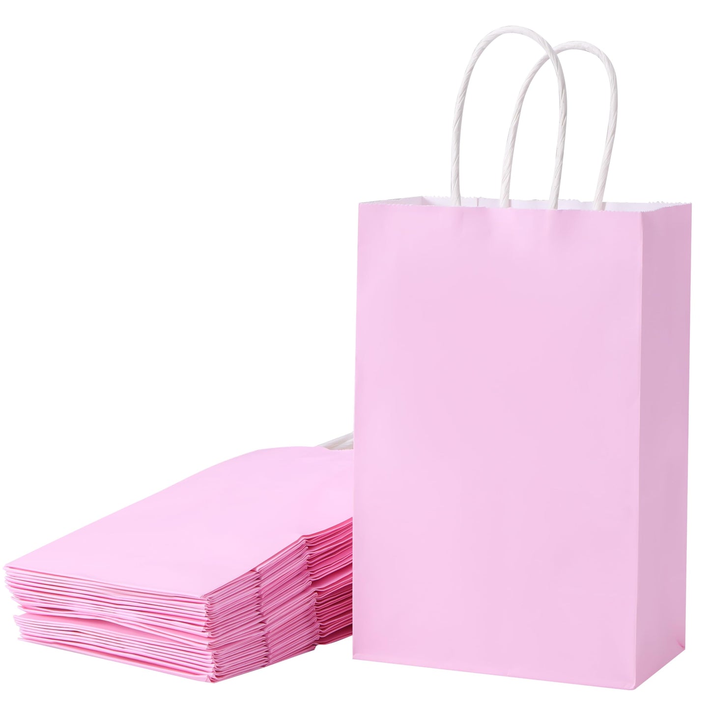 SUNCOLOR 12-Pack Pink Gift Bags with Handles, 7.9x5.12x3.15 Inches Kraft Paper Party Favor Bags for Baby Showers, Birthdays, Weddings