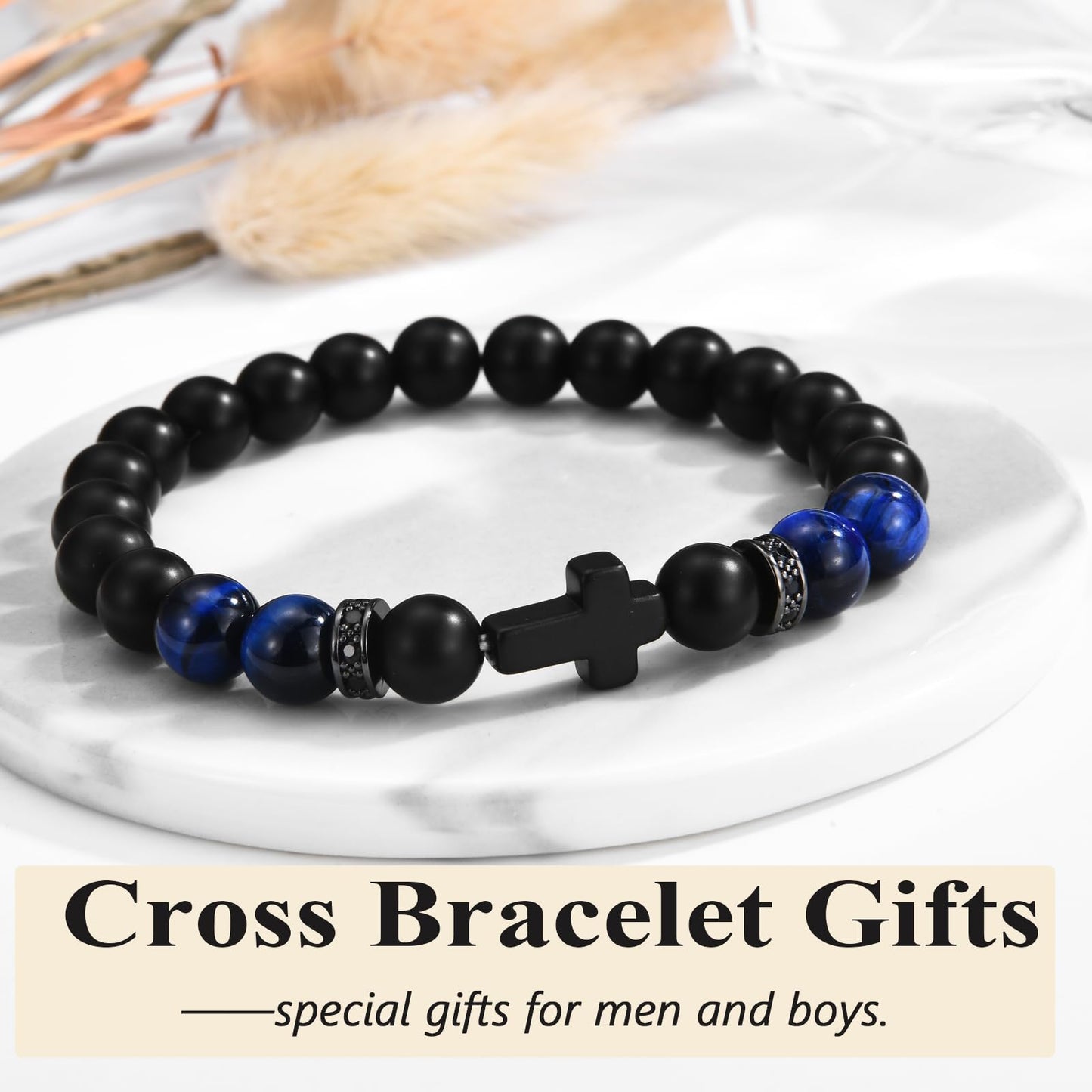 Teen Boy Gifts Cross Bracelet Confirmation First Communion Baptism Gifts for Teenager Christian Easter Boy Jewelry