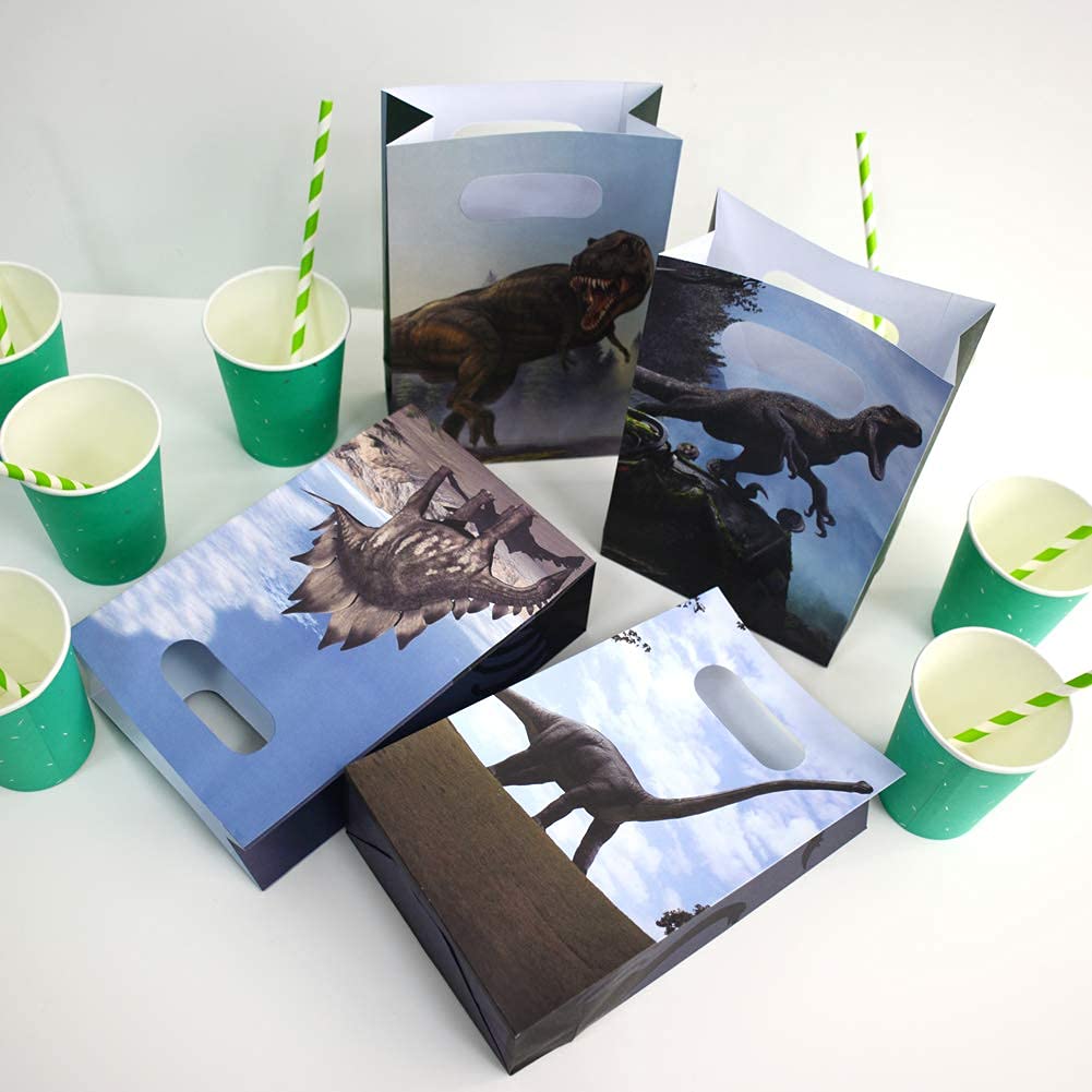 FRIDAY NIGHT 24 Pcs Dinosaur Party Favor Bags Dinosaur Theme Treat Candy Goodies Bag Birthday Party Supplies Decoration