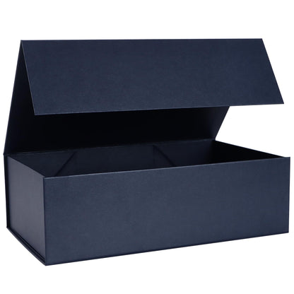 LFBOX Navy Blue Gift Box with Magnetic Lids 13.8x8.3x4.4 in, Bridesmaid Groomsman Proposal Box, Large Rectangle Storage Box 1 Pack