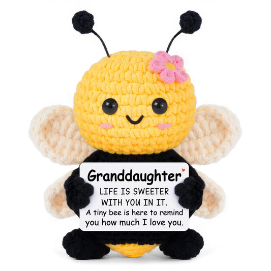 Granddaughter Gifts from Grandma Grandpa, Birthday Gifts for Granddaughter Ideas - Cute Handmade Crochet Bee - Birthday Granddaughters, Emotional Support Animal Gift