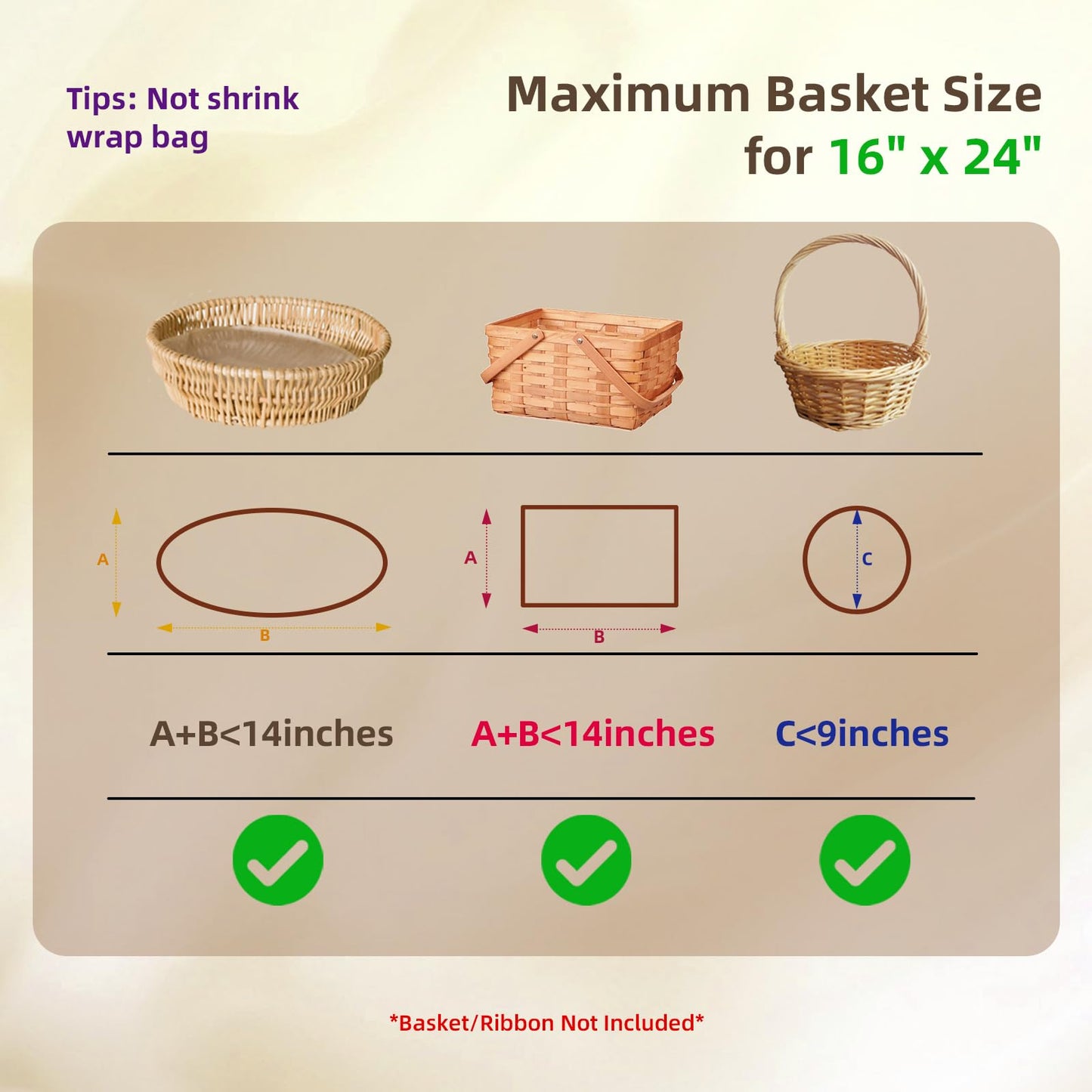 WIKDAY Cellophane Wrap for Gift Baskets 16x24 Inches 16 PCS Large Clear Gift Wrapping Plastic Bags with Ties for Gift Giving, Packaging Products