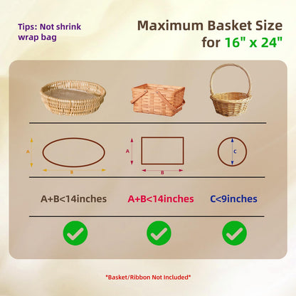 WIKDAY Cellophane Wrap for Gift Baskets 16x24 Inches 16 PCS Large Clear Gift Wrapping Plastic Bags with Ties for Gift Giving, Packaging Products