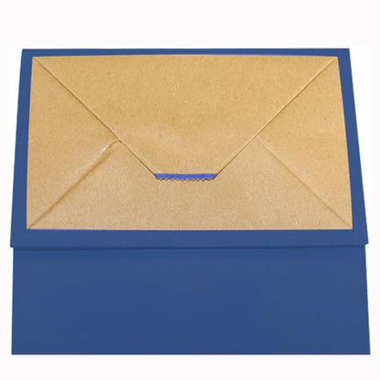 bagmad 100 Pack 5.25x3.25x8 Inch Small Blue Kraft Paper Bags with Handles Bulk, Gift Bags, Craft Grocery Shopping Retail Party Favors Wedding Sacks (Blue, 100pcs)