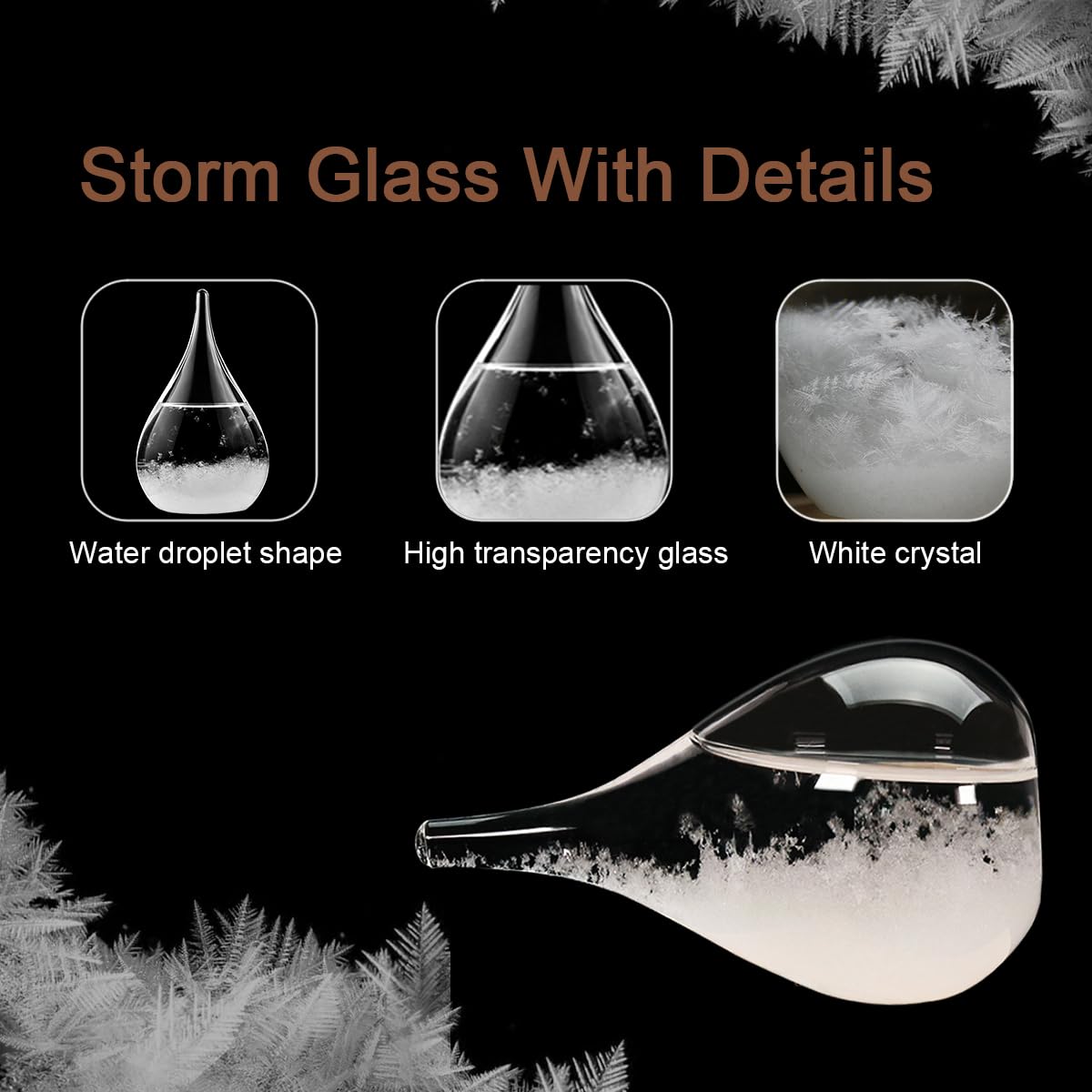 Unique Christmas Gifts, Storm Glass Weather Predictor，Mini Transparent Drop-Shaped Glass Snow Globe,Cool GIFS and Home/Office Desk Decorations