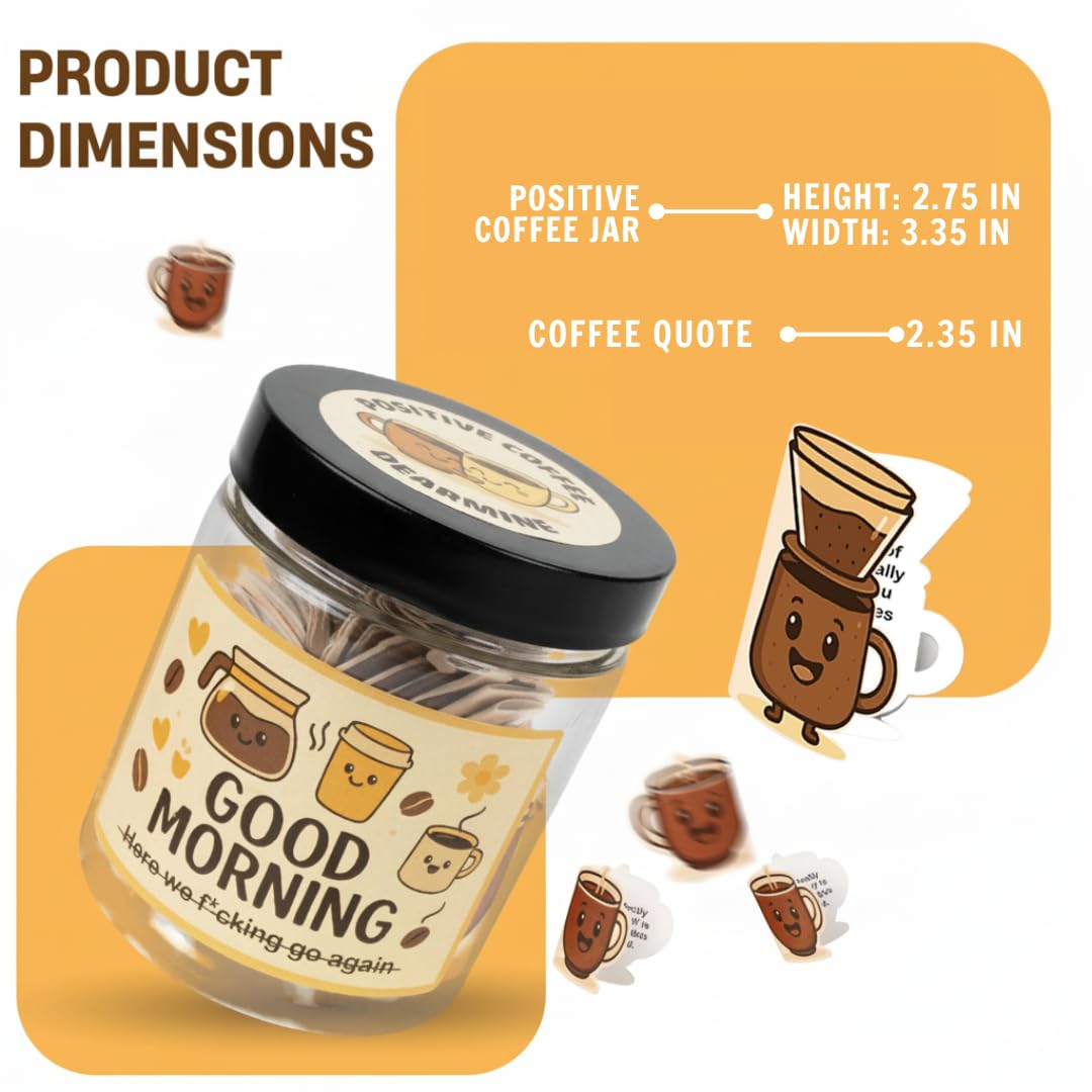 Positive Coffee Jar with 60 Affirmation Cards, Coffee Gifts For Women and Men, Dad, Mom, Coffee Themed Lover Gift, Emotional Support Latte, Cheer Up Funny Gag Gifts for Best Friends, Coworkers