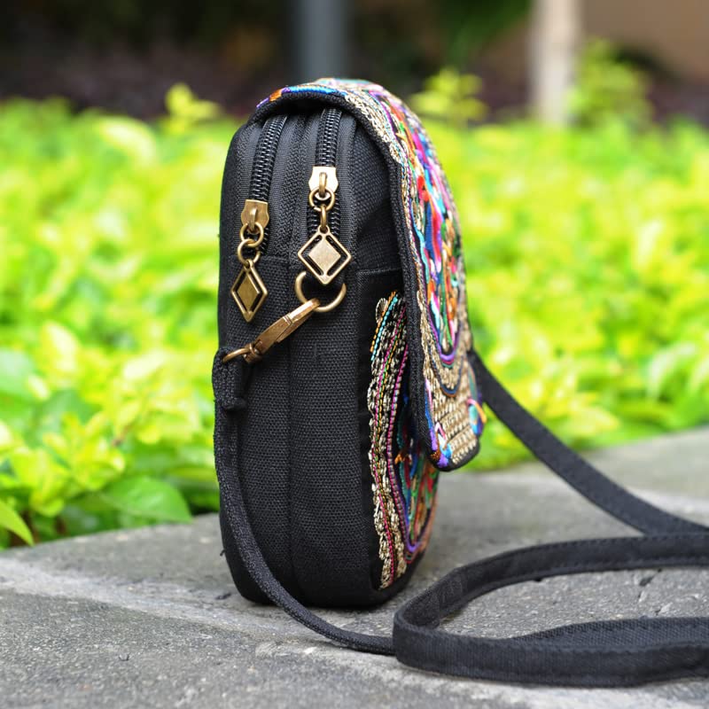 AWXZOM small Embroidered purse,Embroidered cell phone crossbody bag Coin Purse mexican purse Vintage wallet small crossbody cell phone purse